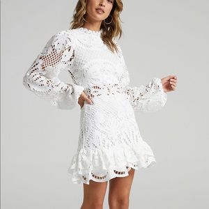Showpo. Kiss Me Now Dress in White Lace